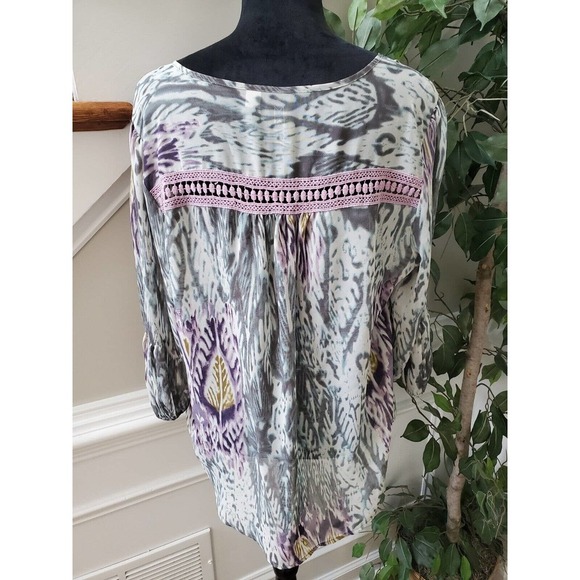 Marc Bouwer Multicolor Long Sleeve Round Neck Drawstring Top Blouse Size Large - Picture 6 of 12